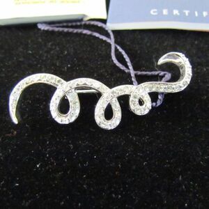 Swarovski Swirl Ribbon Brooch Clear Pave Crystal Signed Swan Logo NWT